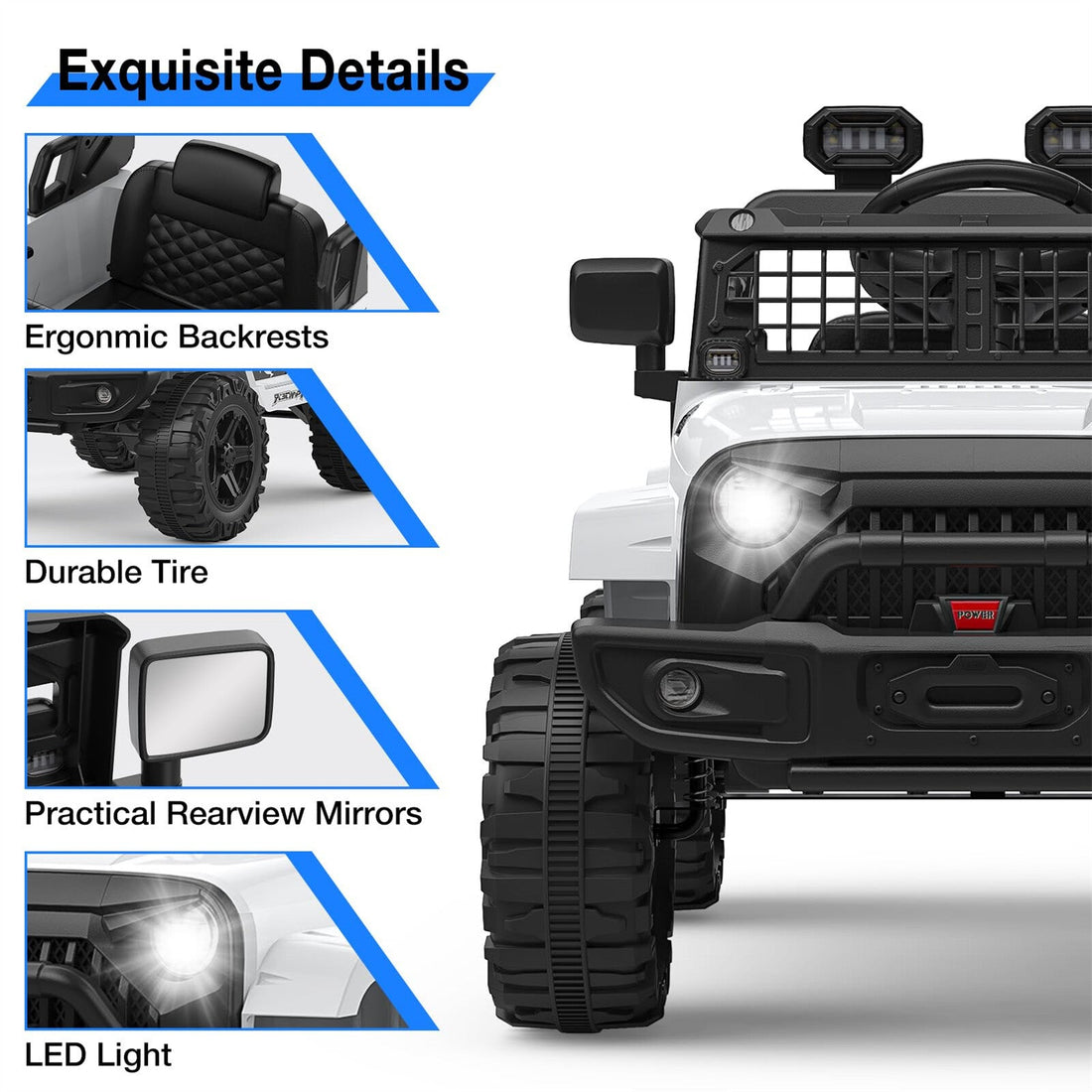 12V Kids Ride-On Truck with Parent Remote Control, LED Lights, AUX Port, and Dual Speakers